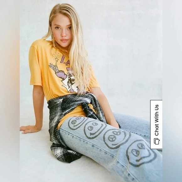 Pacsun Stamped  Smiley Dad Light Wash High Rise Denim Jeans Size 23 - Picture 2 of 12